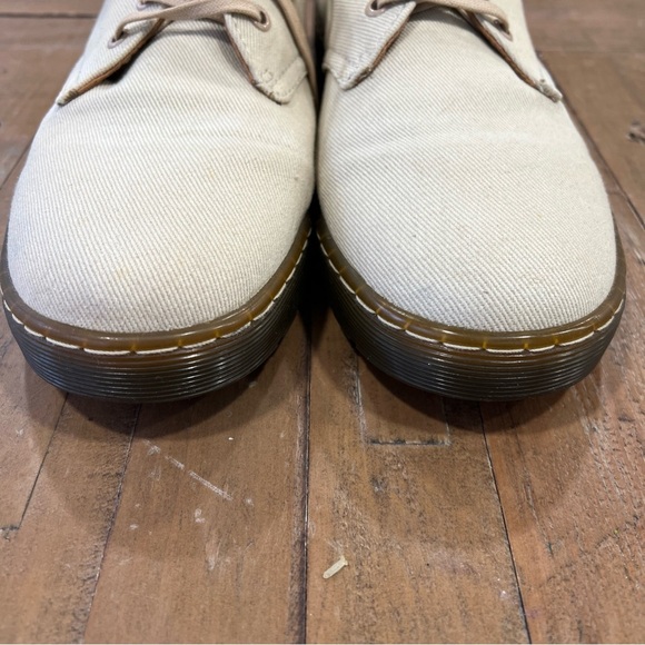 Dr martens delay twill canvas Oxford 3 eye lace up beige men shoes - Picture 3 of 12